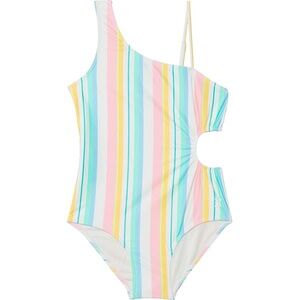 Kids Hurley One-Shoulder Striped Swimsuit